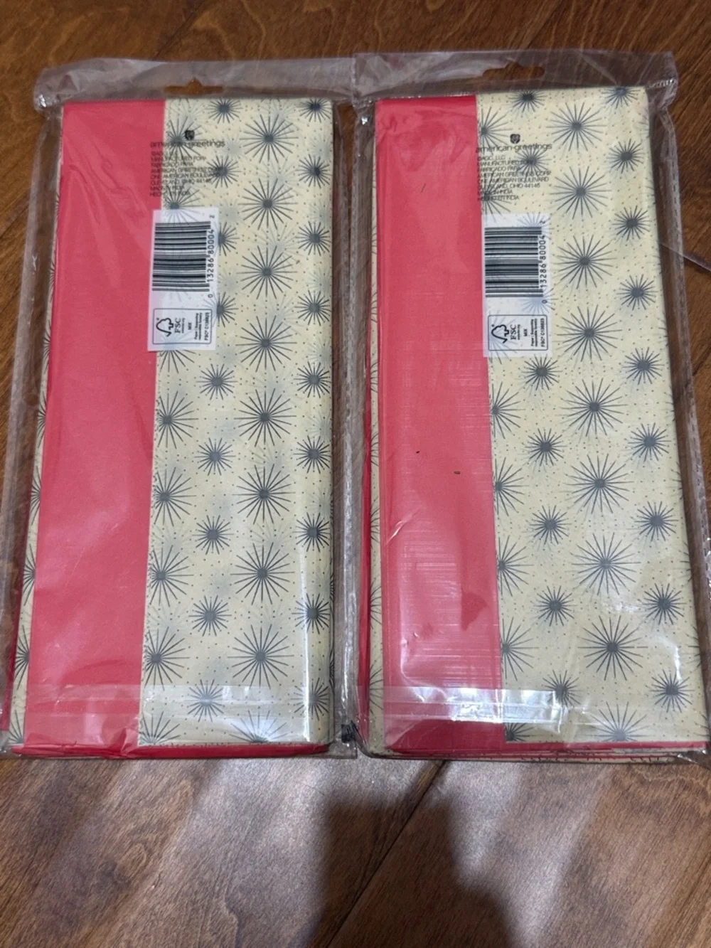NWT American Greetings Red Solid & Starburst Cream Tissue Paper
